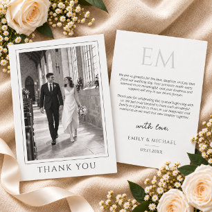 Carte De Remerciements Remerciements de mariage classiques en noir et bla