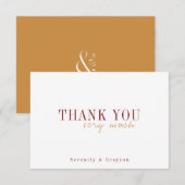 Carte De Remerciements Remerciements de mariage d'automne typographie mod (Devant / Derrière)