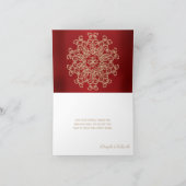 CARTE DE REMERCIEMENTS REMERCIEMENTS DE MARIAGE DE STYLE INDIEN ROUGE ET  (Intérieur)