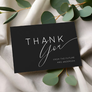 Carte De Remerciements Remerciements de Mariage Élégant Noir et Blanc