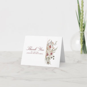 Carte De Remerciements Remerciements de mariage Fleurs Bourgogne et Crème