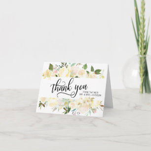 Carte De Remerciements Remerciements de mariage floral aquarelle rose ivo