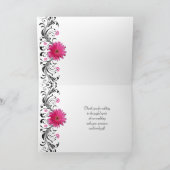 Carte De Remerciements Remerciements de mariage floral de gerbera noir ro (Intérieur)