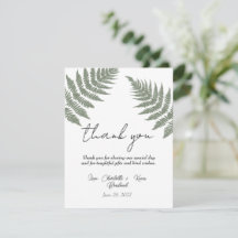 Remerciements de mariage Forest Green Ferns