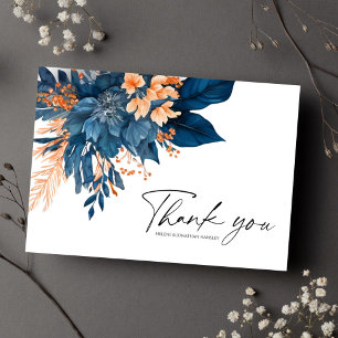 Carte De Remerciements Remerciements de mariage moderne rouille indigo fl