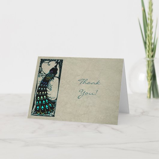 Carte De Remerciements Remerciements de mariage Paon Vintage (Devant)