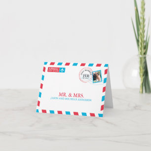Carte De Remerciements Remerciements de mariage par avion postal