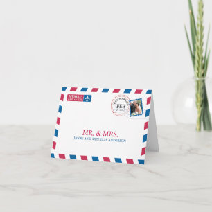 Carte De Remerciements Remerciements de mariage par avion postal