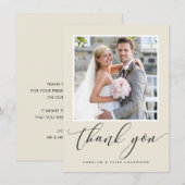 Carte De Remerciements REMERCIEMENTS DE MARIAGE photo calligraphie modern (Devant / Derrière)