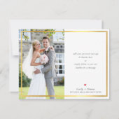 Carte De Remerciements REMERCIEMENTS DE MARIAGE PHOTO moderne rose vif or (Dos)