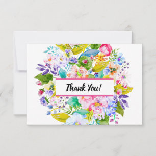 Carte De Remerciements Remerciements de mariage romantique aux fleurs ros