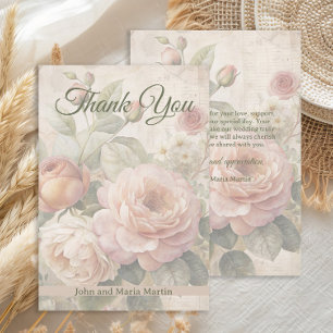 Carte De Remerciements Remerciements de mariage romantiques aux roses vin