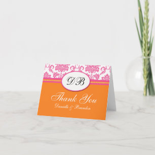 Carte De Remerciements Remerciements de mariage rose et orange