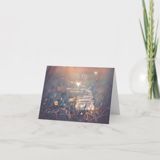 Carte De Remerciements Remerciements de mariage rustique avec pot Mason e (Devant)
