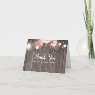 Carte De Remerciements Remerciements de mariage rustique floral rose
