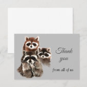 Carte De Remerciements Remerciements de nous tous Animaux de Raton laveur (Devant / Derrière)