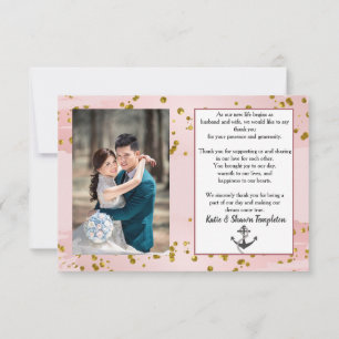 Carte De Remerciements Remerciements de photo de mariage recto verso naut