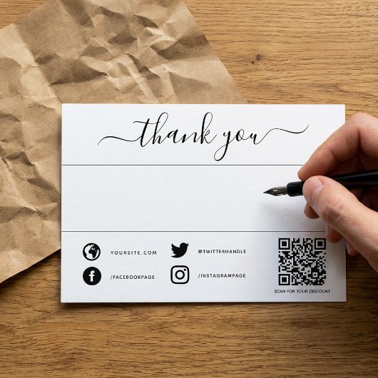 Carte De Remerciements Remerciements écrits à la main social qr code inse