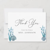 Carte De Remerciements Remerciements Élégant Réception de Mariage Coquill (Devant)