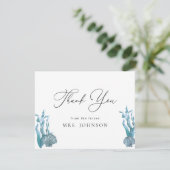 Carte De Remerciements Remerciements Élégant Réception de Mariage Coquill (Debout devant)