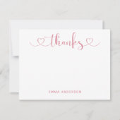 Carte De Remerciements Remerciements en écriture moderne cœur rose person (Devant)