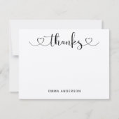 Carte De Remerciements Remerciements en écriture moderne sur fond de cœur (Devant)