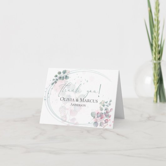 Carte De Remerciements Remerciements | Eucalyptus Moderne à l'Aquarelle (Devant)