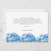 Carte De Remerciements Remerciements Fête de Mariage Florale Hydrangea Bl (Dos)