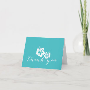 Carte De Remerciements Remerciements Fleuris d'Hibiscus Turquoise