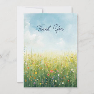Carte De Remerciements Remerciements Floraux de Prairie à l'Aquarelle dan