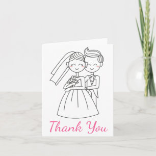 Carte De Remerciements Remerciements Mariés Rose et Blanc Mariage