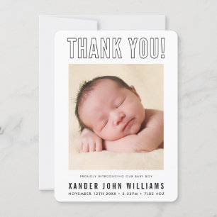 Carte De Remerciements REMERCIEMENTS PHOTO bébé nouveau minimaliste conto