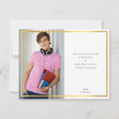 Carte De Remerciements REMERCIEMENTS PHOTO écriture or moderne marine (Dos)