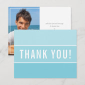Carte De Remerciements REMERCIEMENTS PHOTO ombre moderne bleu turquoise (Devant / Derrière)
