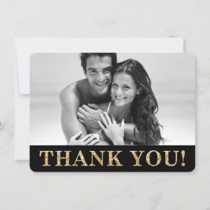 Carte De Remerciements REMERCIEMENTS PHOTO texte pailleté or mariage mign