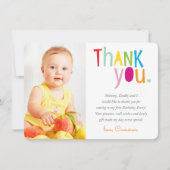 Carte De Remerciements REMERCIEMENTS PHOTO typographie moderne arc-en-cie (Devant)