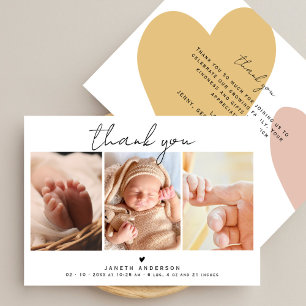 Carte De Remerciements Remerciements pour 3 photos de Baby Shower - Écrit