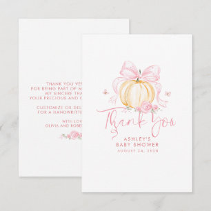 Carte De Remerciements Remerciements pour Baby Shower Citrouille à Ruban