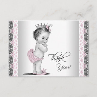 Carte De Remerciements Remerciements pour Baby Shower de Princesse Vintag