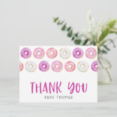 Carte De Remerciements Remerciements pour Baby Shower Donuts Roses (Debout devant)