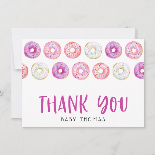 Carte De Remerciements Remerciements pour Baby Shower Donuts Roses (Devant)