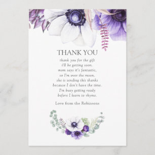 Carte De Remerciements Remerciements pour Baby Shower Fleuris Aquarelle V