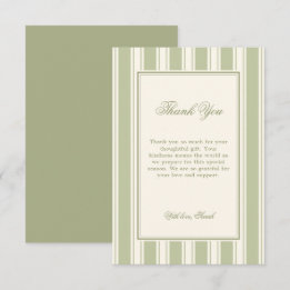 Carte De Remerciements Remerciements pour Baby Shower Green Preppy Stripe
