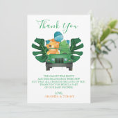 Carte De Remerciements Remerciements pour Baby Shower Safari de Dinosaure (Debout devant)