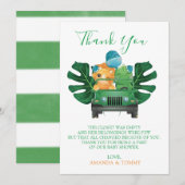 Carte De Remerciements Remerciements pour Baby Shower Safari de Dinosaure (Devant / Derrière)