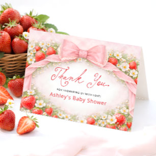 Carte De Remerciements Remerciements pour Baby Shower Strawberry Bow