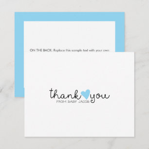 Carte De Remerciements Remerciements pour la Baby Shower Cute Blue Heart 