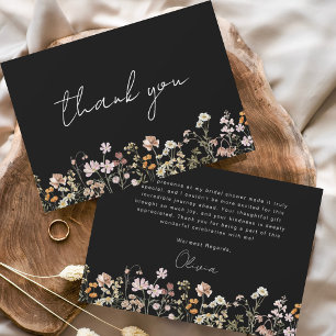 Carte De Remerciements Remerciements pour la Baby Shower de Black Wildflo