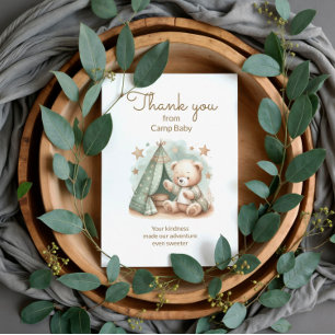 Carte De Remerciements Remerciements pour la Baby Shower Teddy Bear Camp