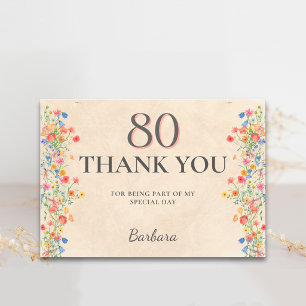 Carte De Remerciements Remerciements pour les 80 ans d'anniversaire d'Ele